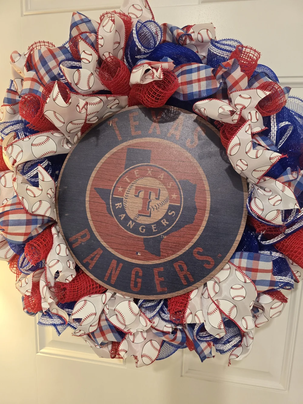 Texas Rangers Baseball Wreath - Team Decorative Door Hanging