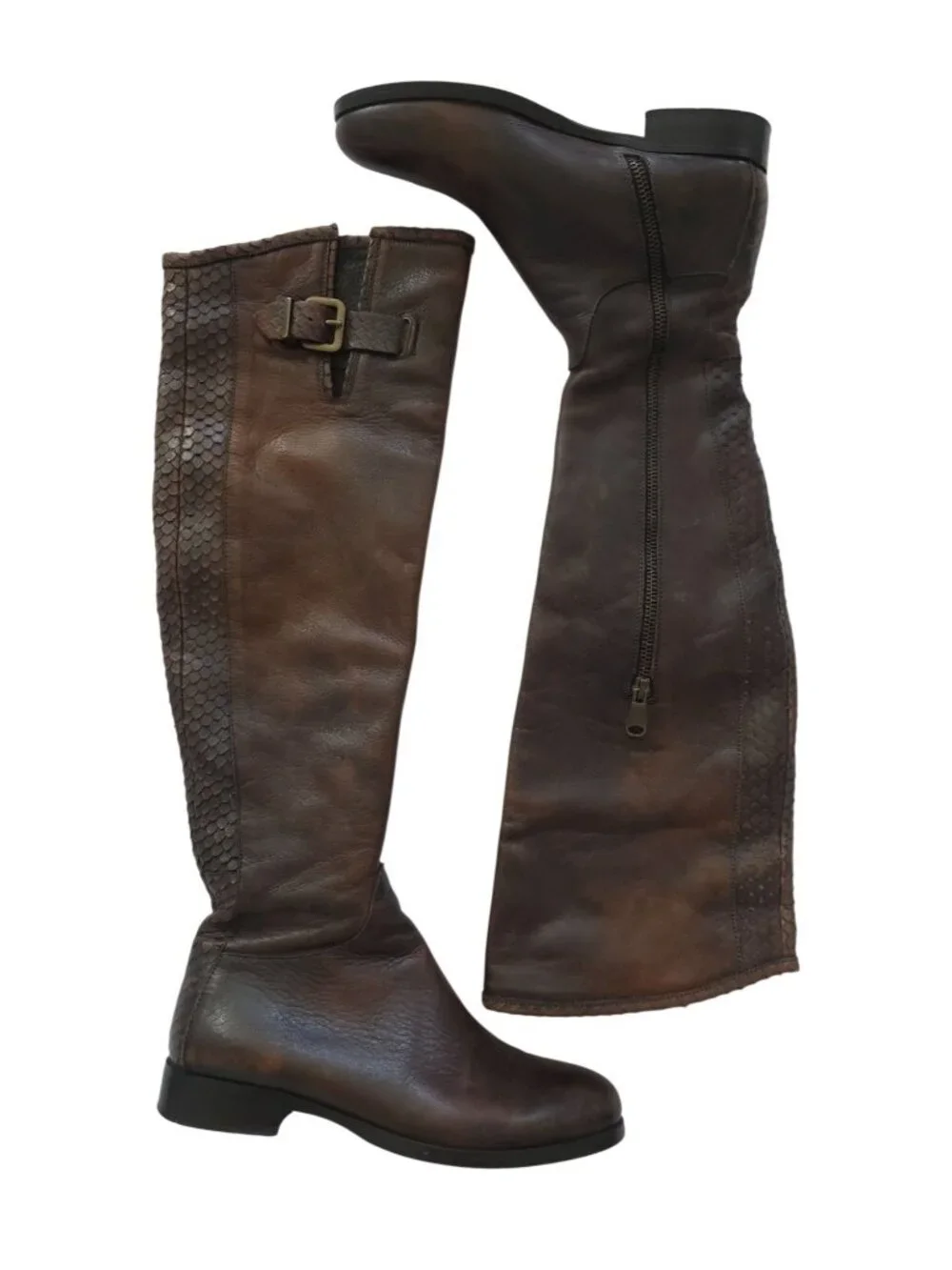 Alberto Bressan Brown Over-The-Knee Leather Boots Womens Sz 35 (5) Made In Italy