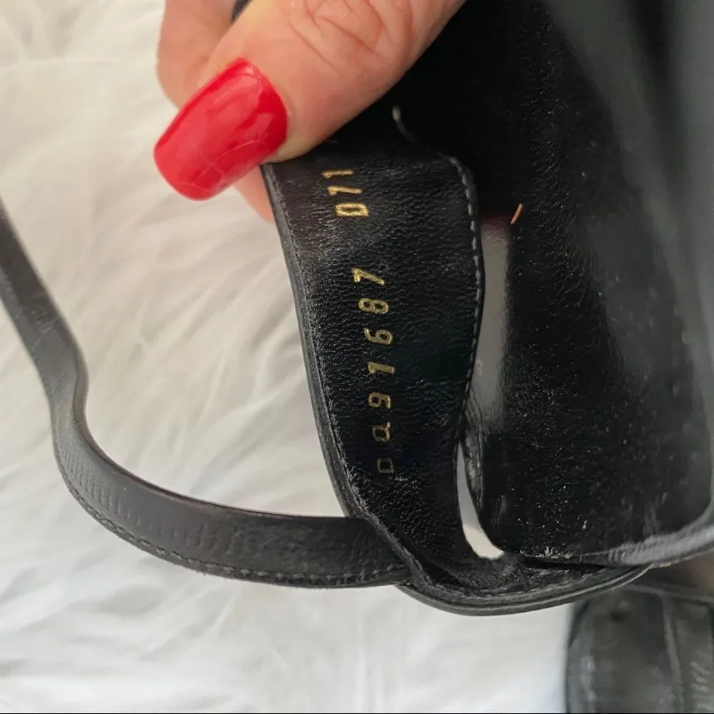 Salvatore Ferragamo black leather slingback striped heels sandal 7.5