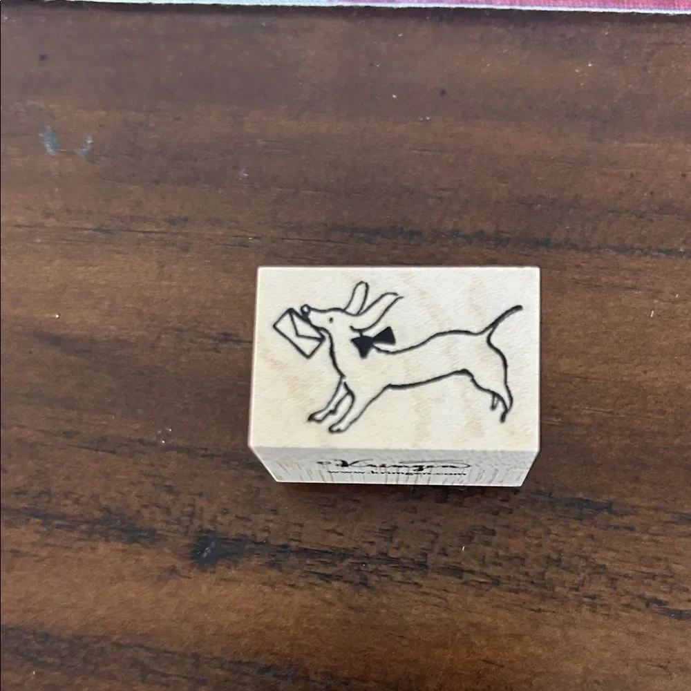 Kringen Wooden Rubber Stamp with Orange Design NEW