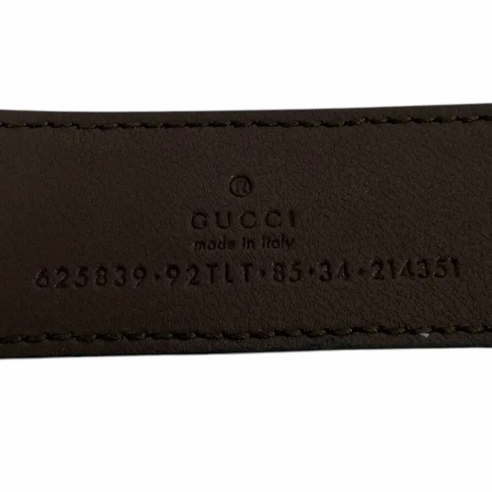Gucci Canvas Monogram GG Buckle Supreme Leather Belt Brown Size 85cm/34