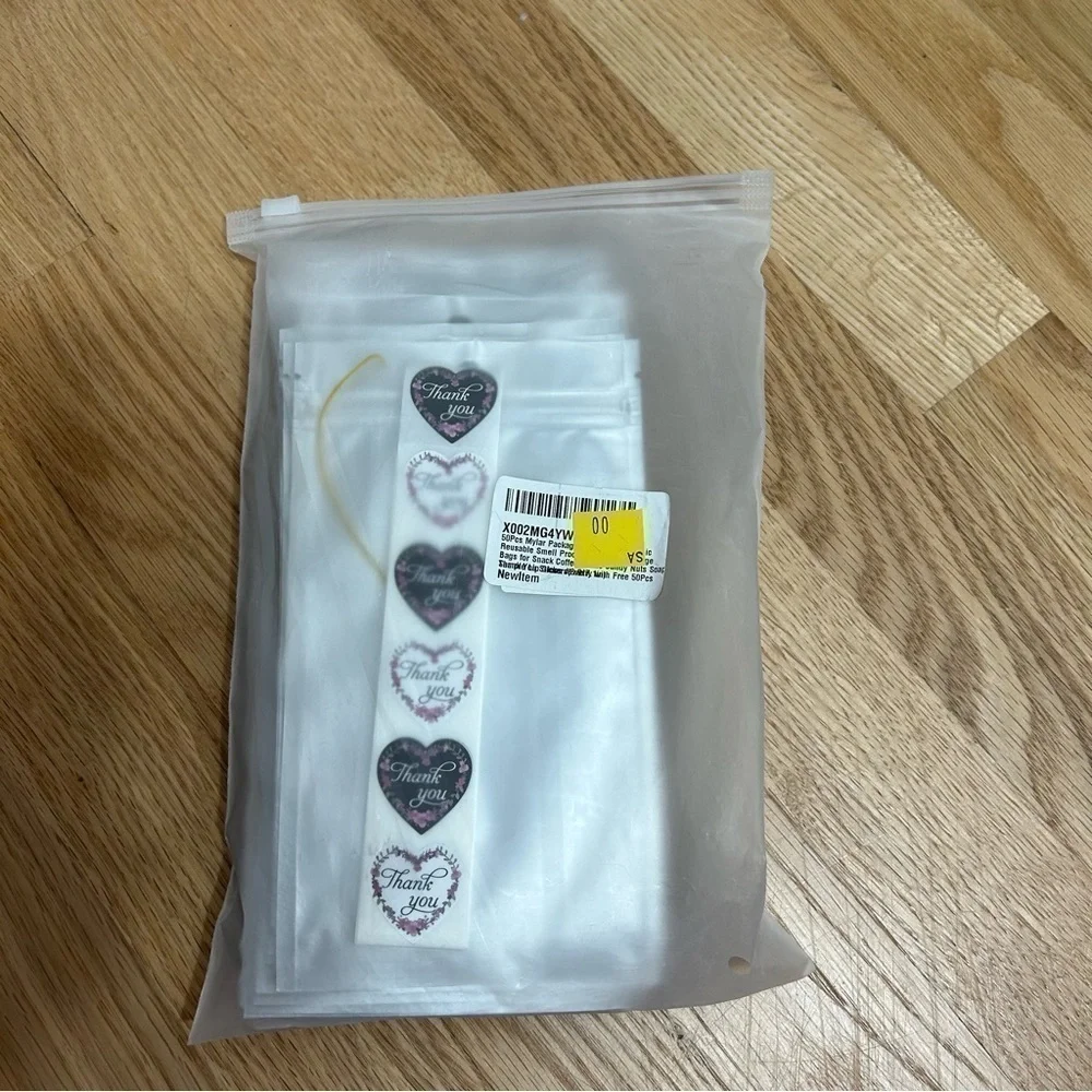 50 Piece Mylar Packages Clear W/ Thank You Stickers Party Favor Business