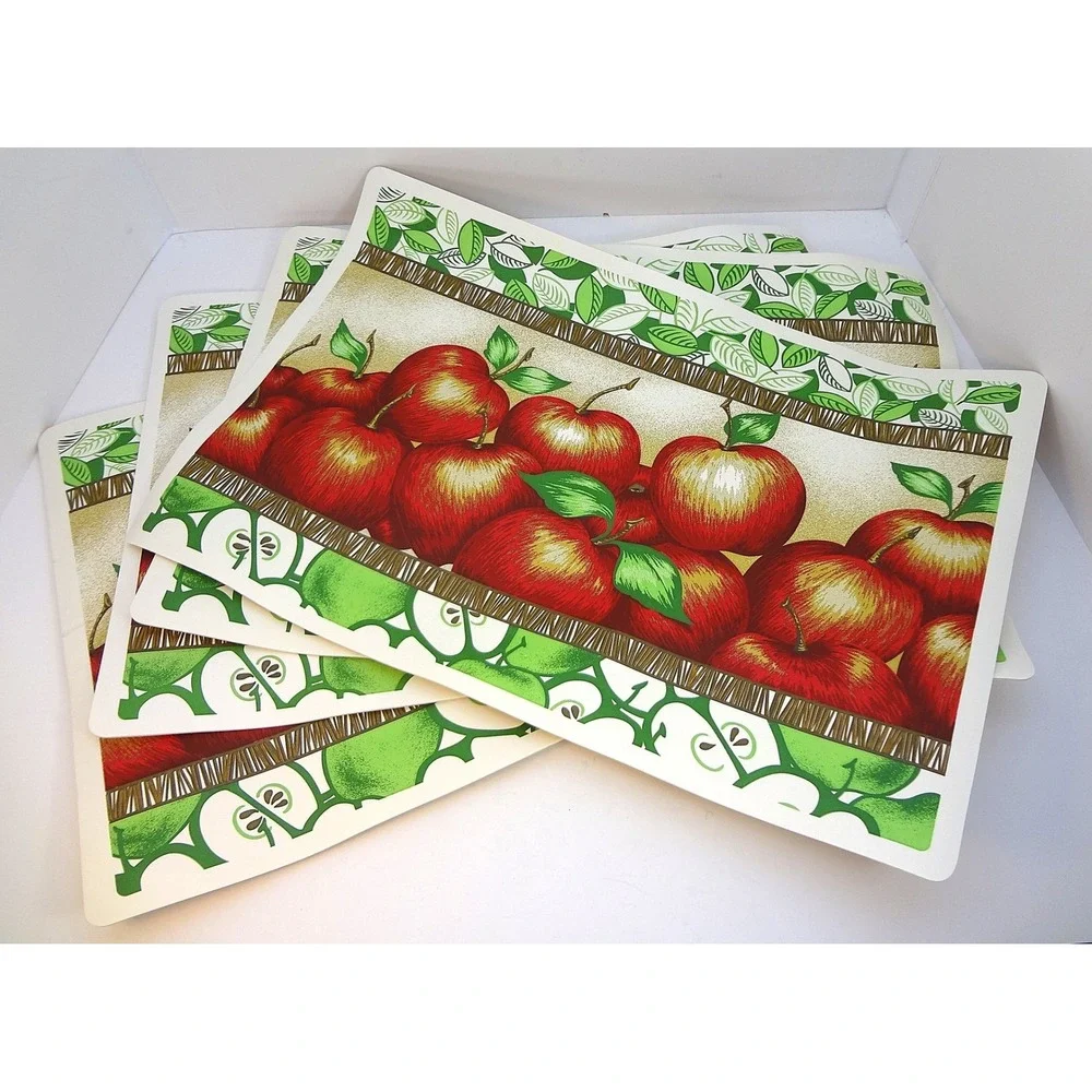 Set of 6 Vintage Red Apple Placemats Table Decor Kitchen Farmhouse Kitchen‎