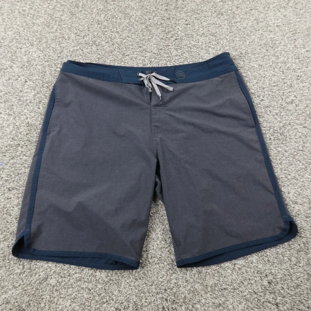 Travis Matthew Shorts Mens XL Blue‎ Gray Board Swim Trunks Surf Performance Golf
