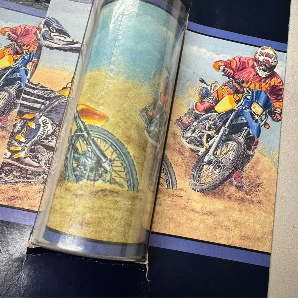 Vintage Motor Cross Easy Ups Wallpaper Border Set Of Two Room Decor Man Cave