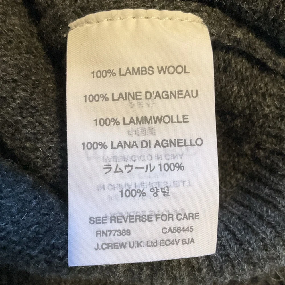 J. Crew 100% Lambswool Shawl Collar Pullover Sweater Dark Gray