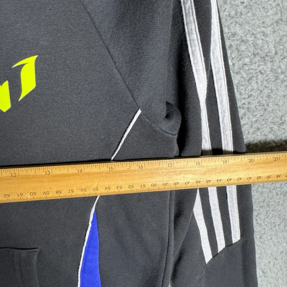 Adidas Messi Hoodie Kids Medium Black Blue Neon Yellow Pullover Sweatshirt