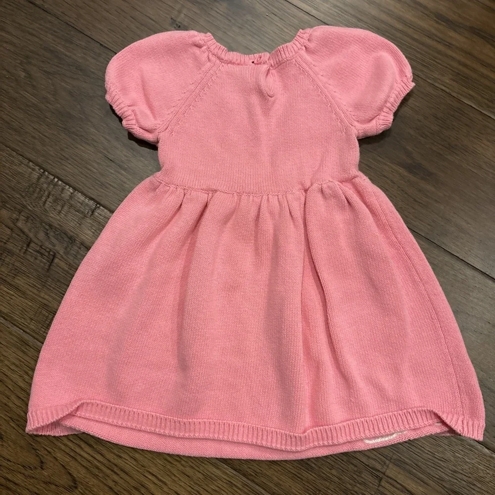 Gymboree Pink Scottie Dogs Faux Fur Knit Sweater Dress Sz‎ 12-18 mo Short Sleeve