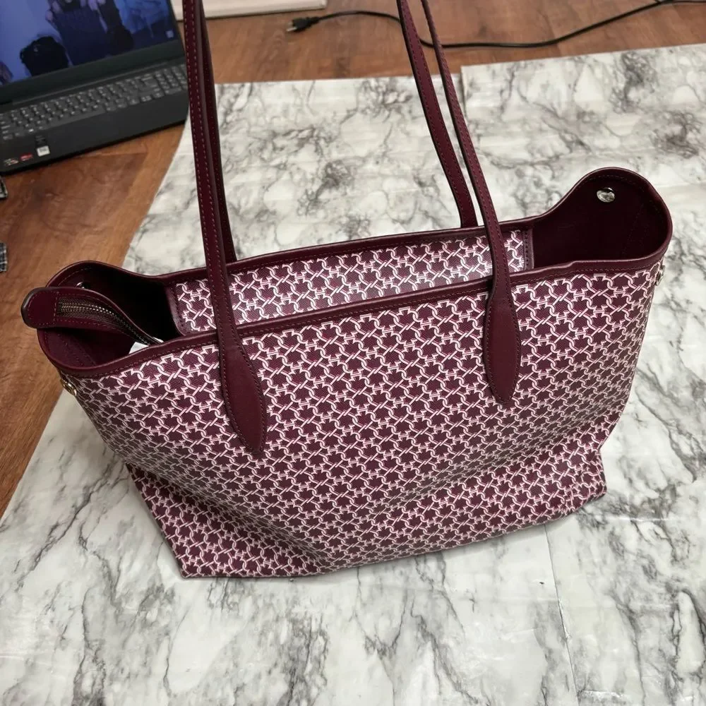 Kate Spade New York Spade Link Tote Large Bag zip pink saffiano pvc leather