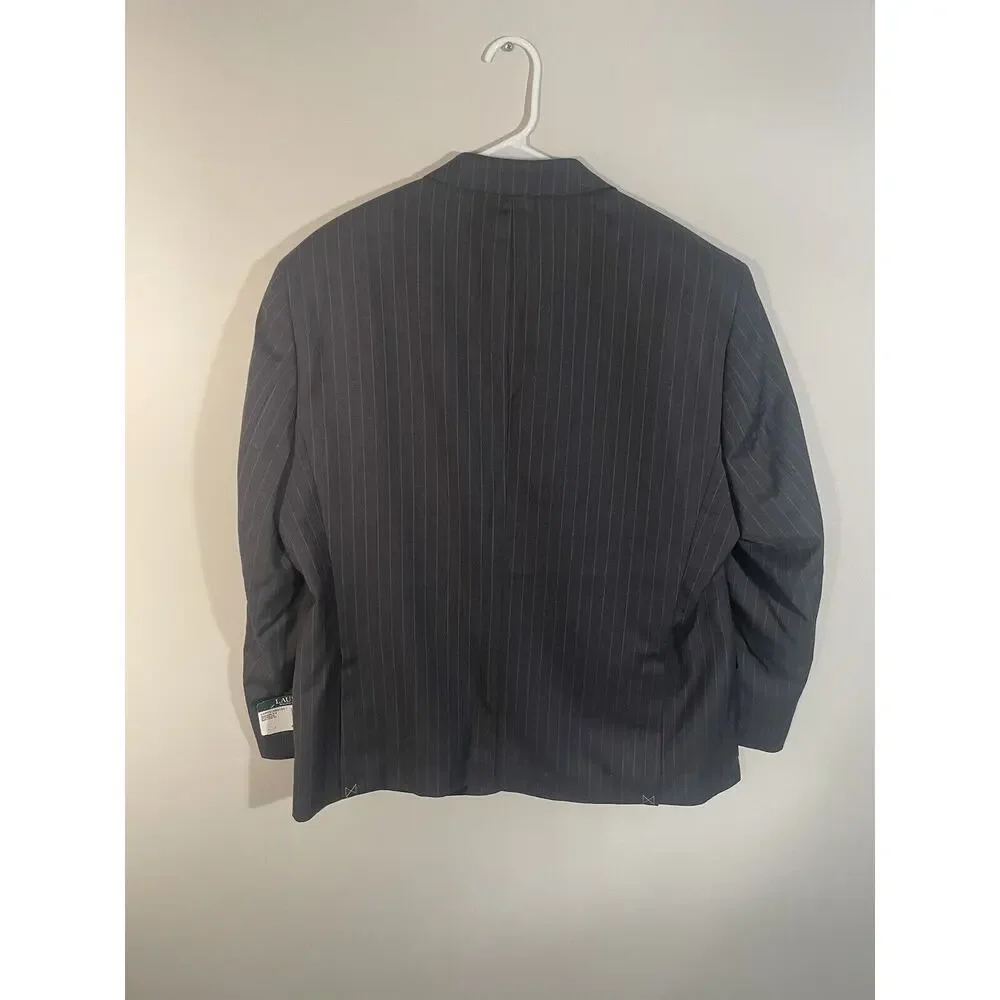 $699 NWT RALPH LAUREN ULTRAFLEX PINSTRIPE BLACK‎ SUIT JACKET MEN’S 46R