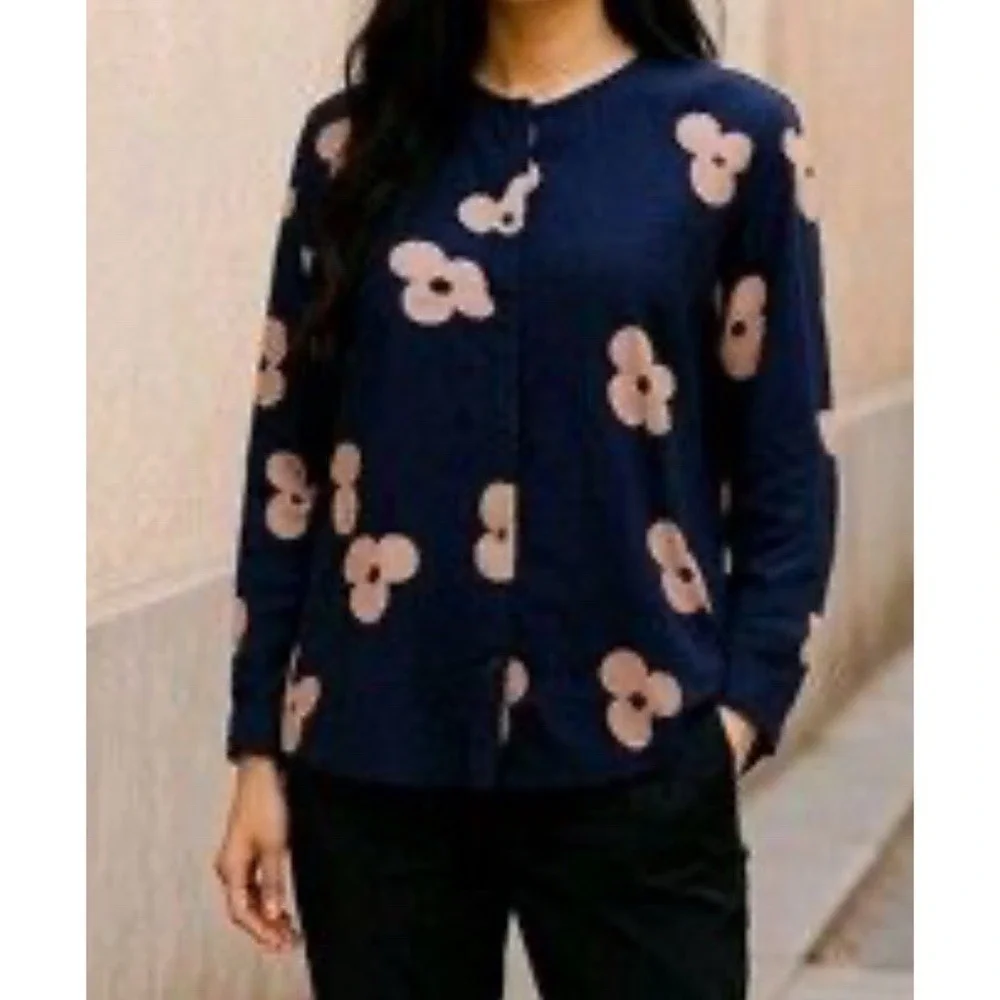 Boden US 6 Gwyneth Floral Blouse in Navy/Pink