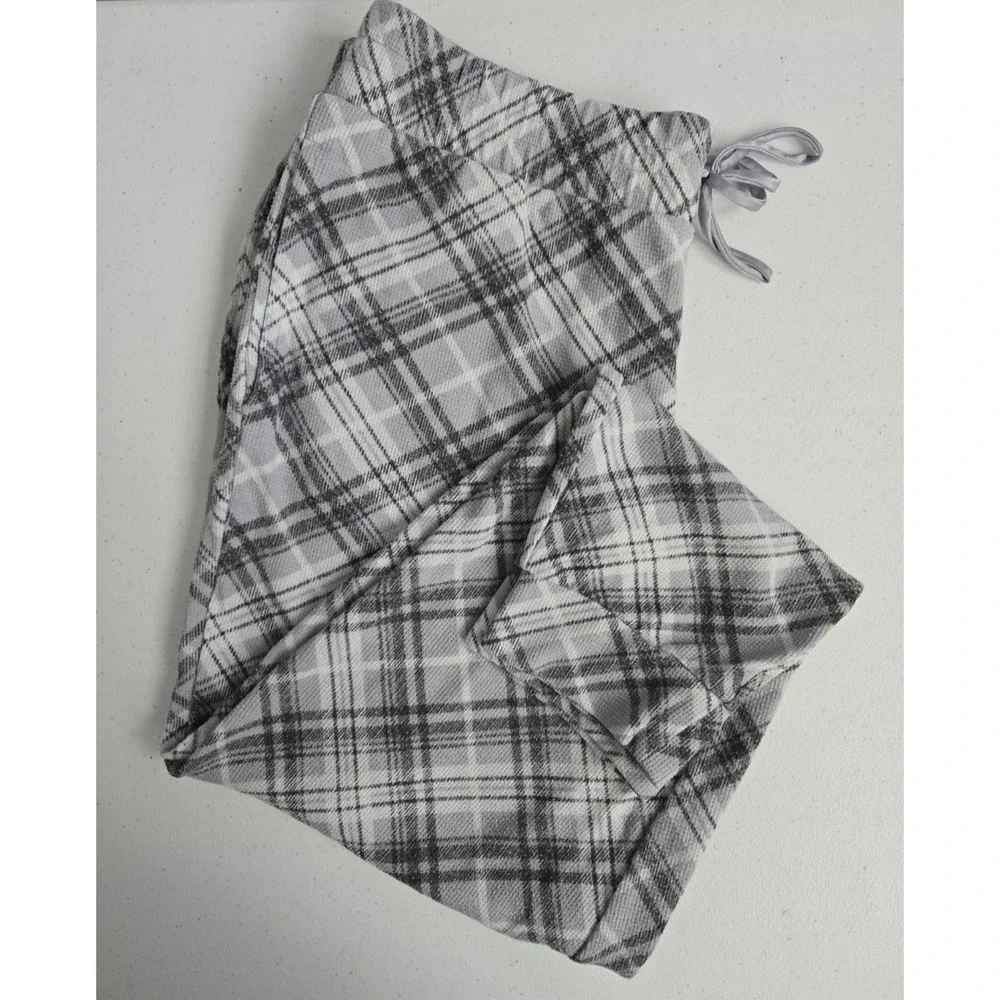 Victoria's Secret Women's L Gray Plaid‎ Elastic Waist Loungewear Sleepwear Pants