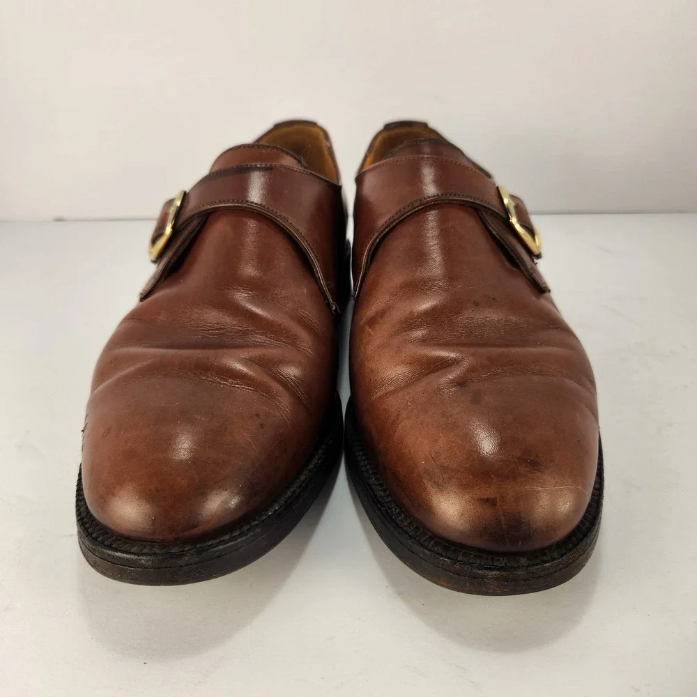 Bowen Made In England Men's Dressy Brown Leather Shoes Size 6.5