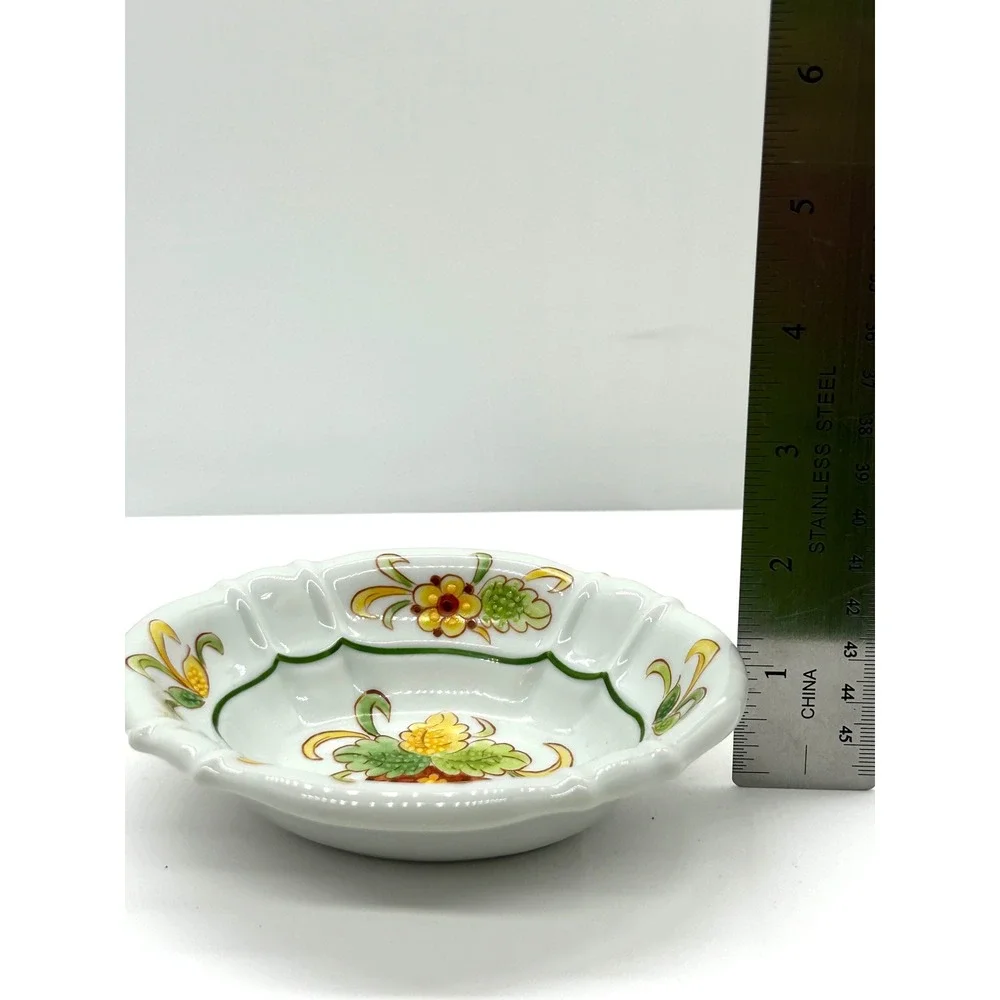 Sherle Wagner Italy Hand Painted Floral Porcelain Scalloped Soap Trinket Dish