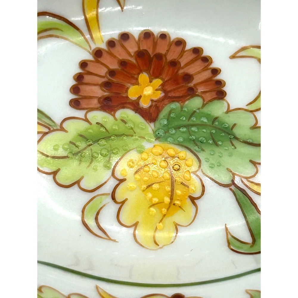 Sherle Wagner Italy Hand Painted Floral Porcelain Scalloped Soap Trinket Dish