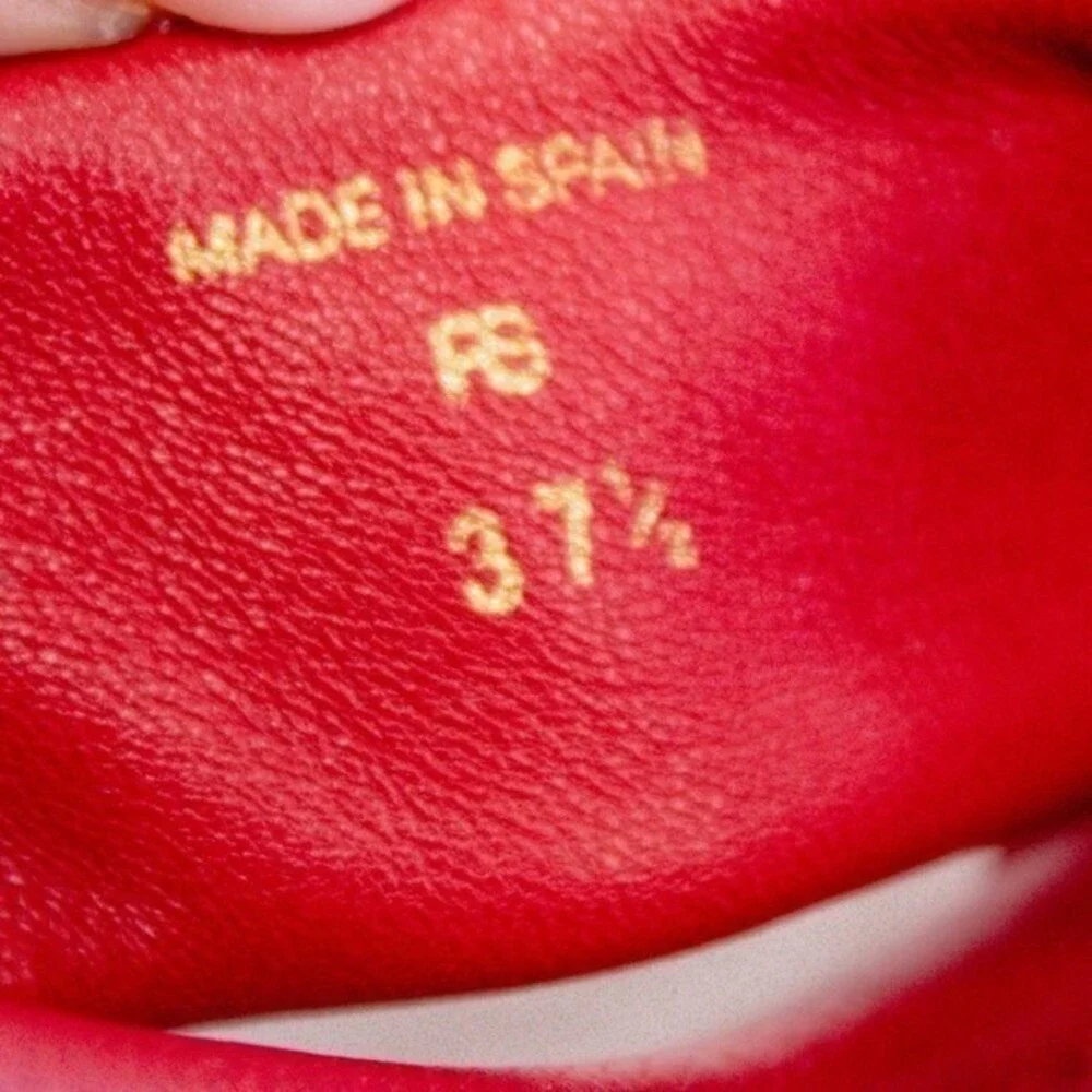 Lafayette 148 NY Red Suede Sandals Size 37.5 / 7.5 US- Made in Spain
