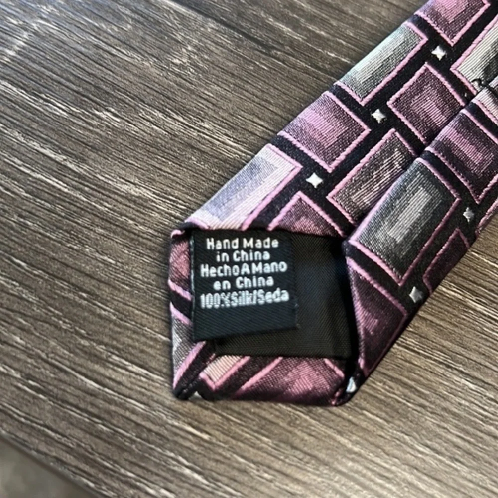 Crazy Horse by Claiborne Men’s Silk Necktie Purple-Pink-Gray
