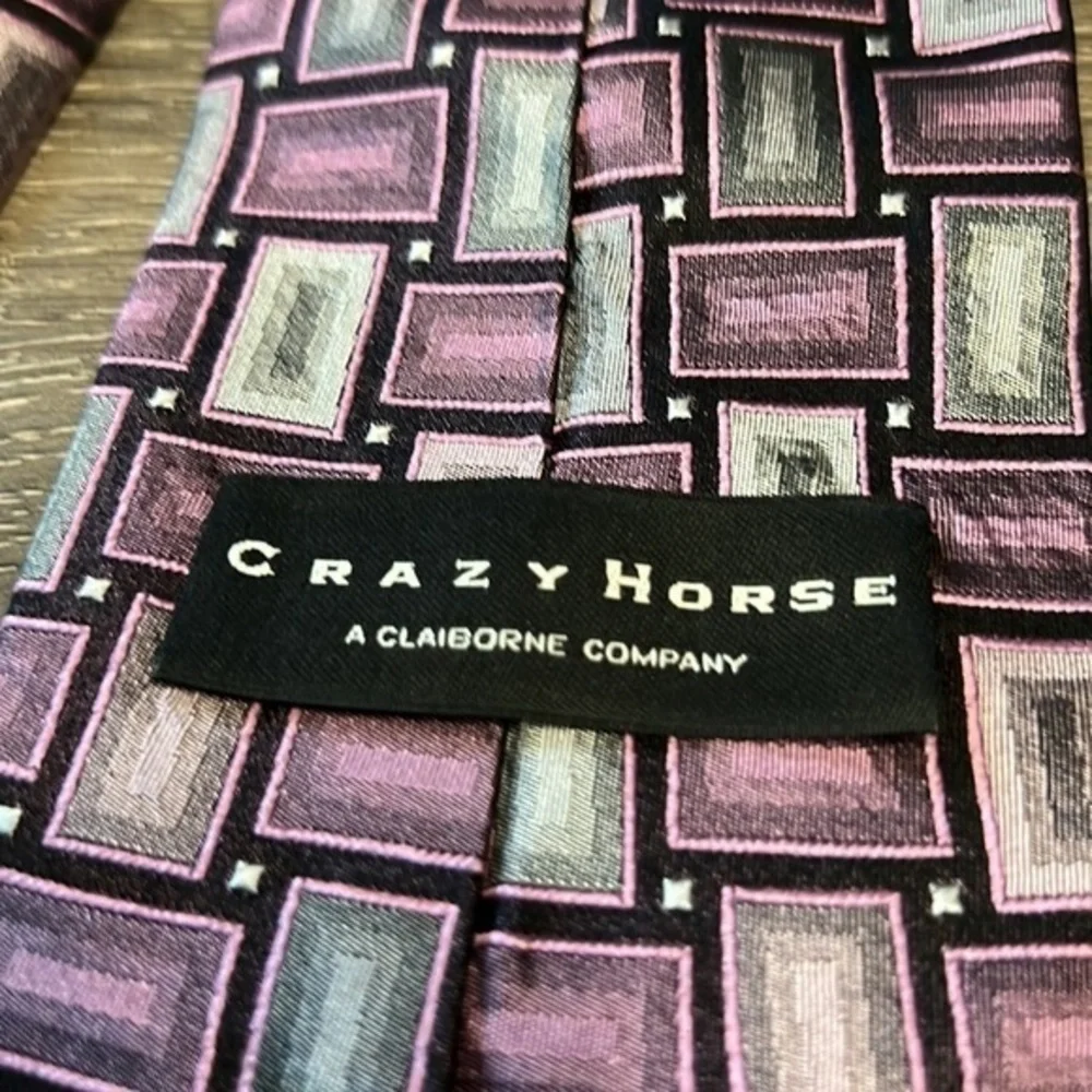 Crazy Horse by Claiborne Men’s Silk Necktie Purple-Pink-Gray