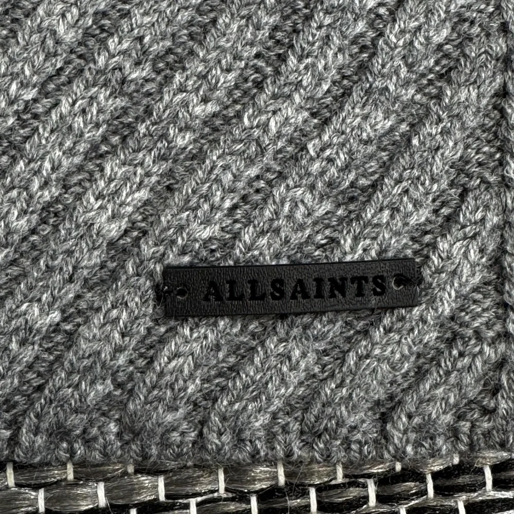 AllSaints Scarf Mens One Size Grey Marl Traveling Rib Wool Blend AS100522C-020‎