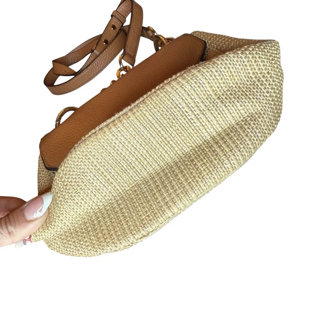 Michael Kors Crossbody Neutral Woven‎ Leather Small Shoulder Bag Chain Strap