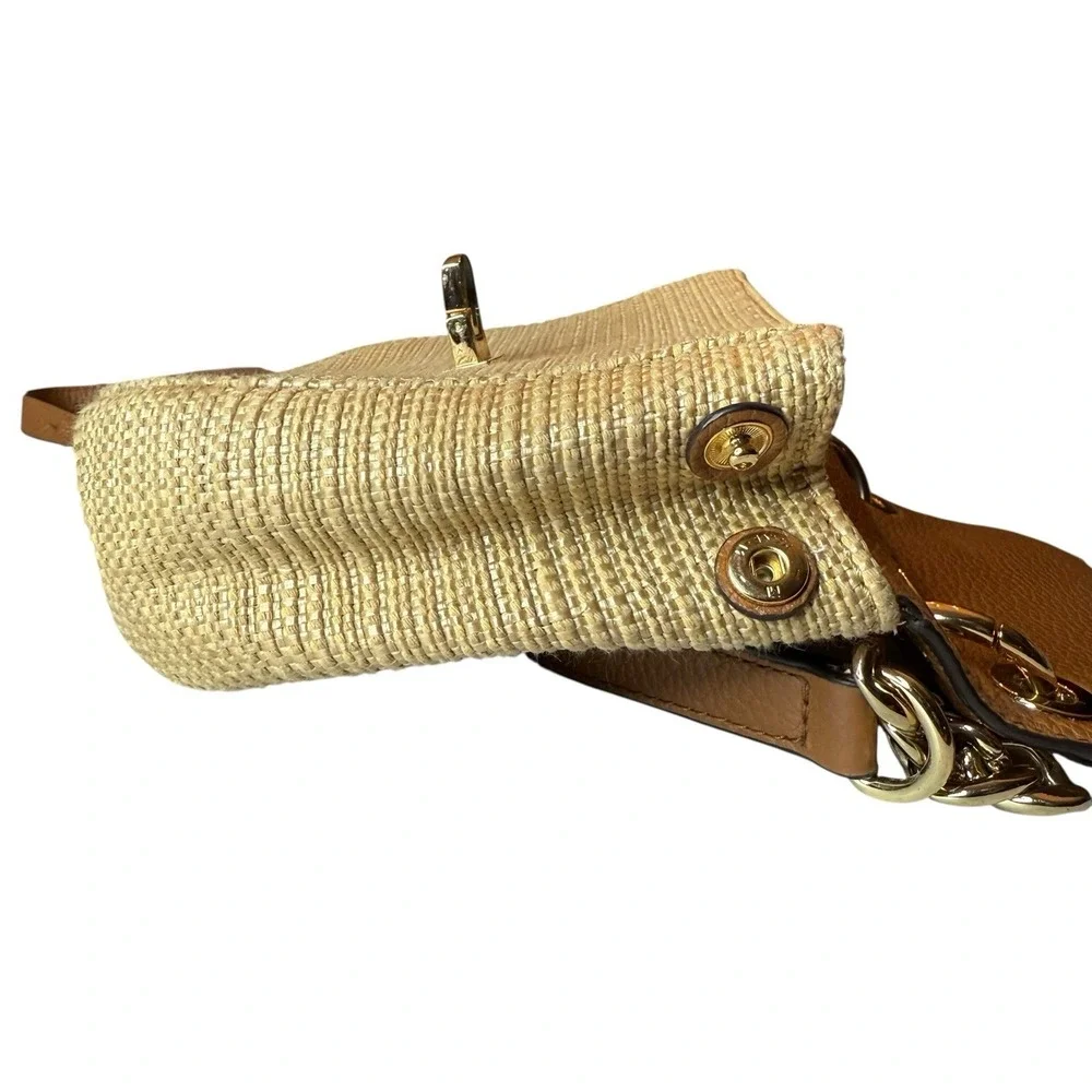 Michael Kors Crossbody Neutral Woven‎ Leather Small Shoulder Bag Chain Strap