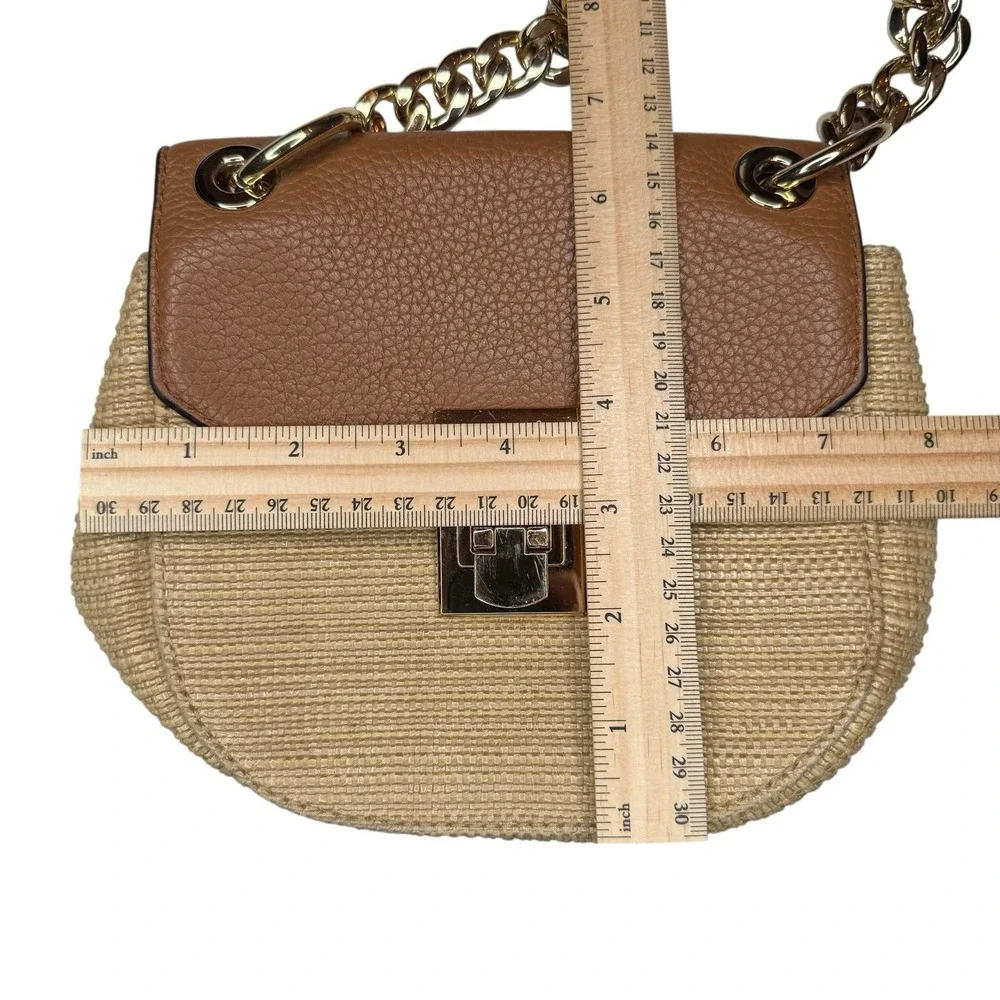 Michael Kors Crossbody Neutral Woven‎ Leather Small Shoulder Bag Chain Strap