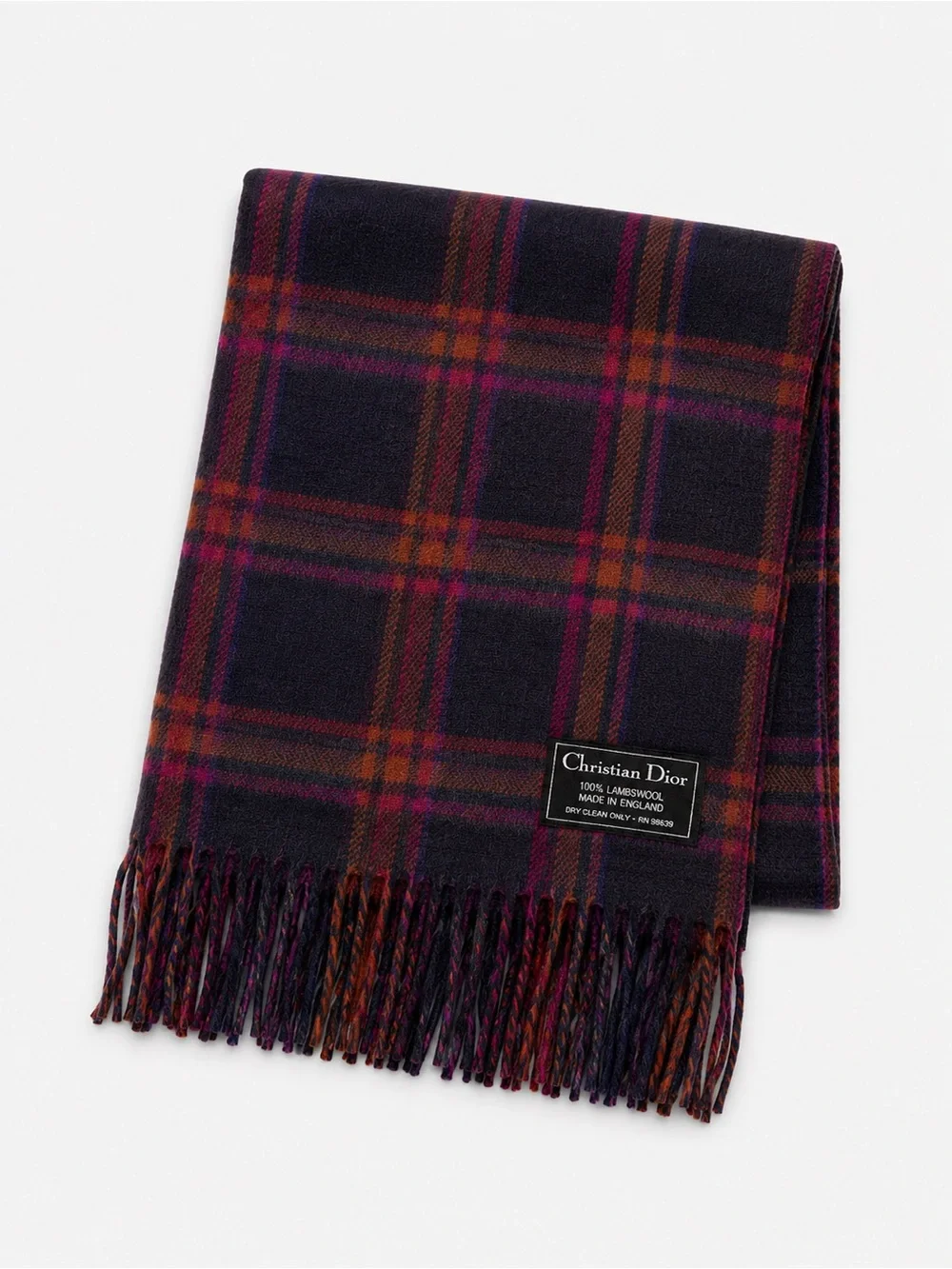 Dior lambswool plaid check scarf