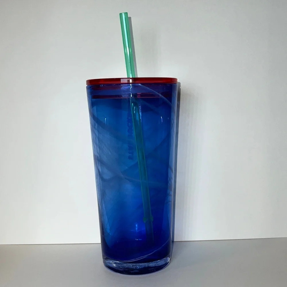 Starbucks 2022 Summer Blue Swirl Recycled Glass Cold Tumbler 18oz NWT