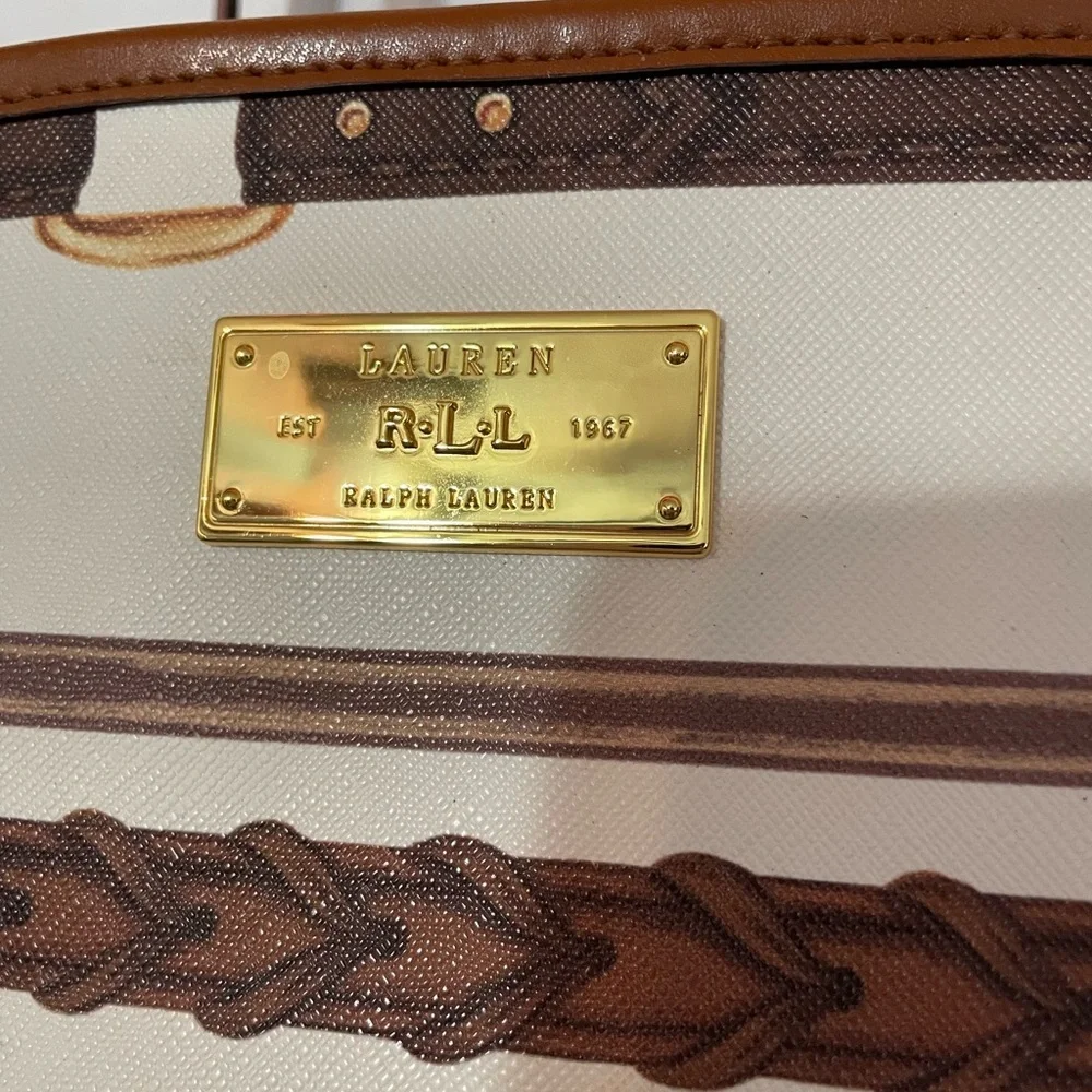 Lauren Ralph Lauren large Equestrian belting lined tote Shopper Travel Bag