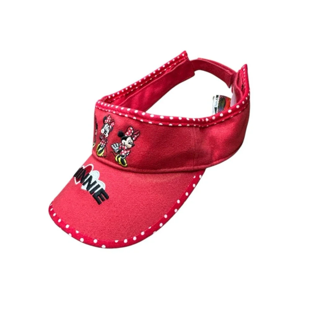 Walt Disney World Kids Minnie Mouse‎ Red Polka Dot Visor Hat Embroidered
