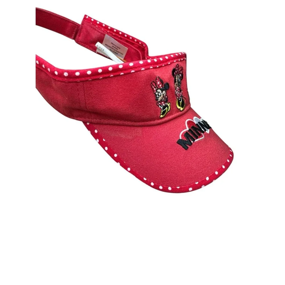 Walt Disney World Kids Minnie Mouse‎ Red Polka Dot Visor Hat Embroidered