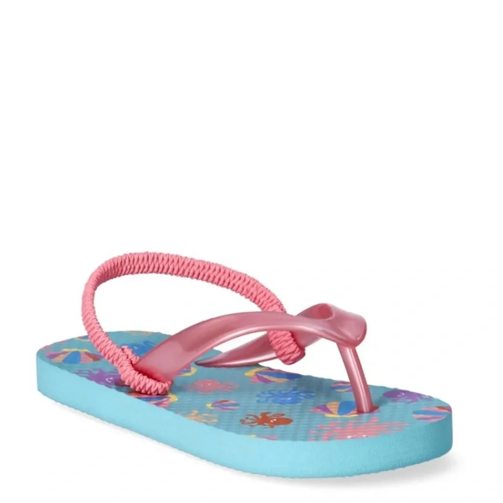 🔴 3/$12 Girls’ Ocean themed Pink and‎ Blue Sandals! NWT!