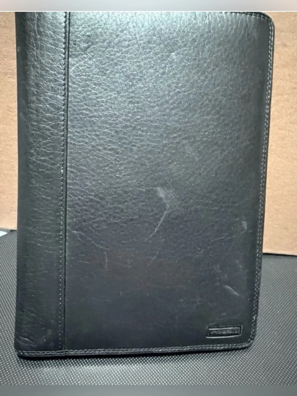 Fossil JR Notepad Black Genuine Leather 6x8.25 Agenda Cover Padfolio Case