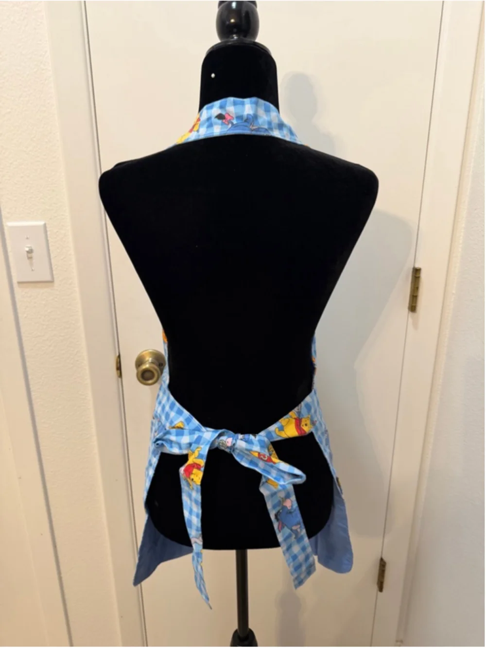 Handmade Winnie The Pooh Apron Disney Tigger Eeyore Blue Gingham Cooking Apron N