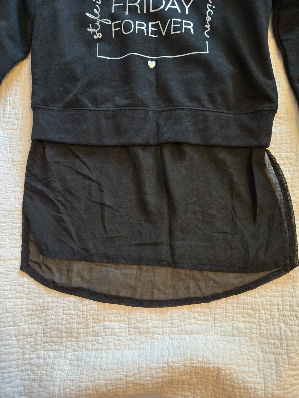 Pepco EU Brand, Girls' Black 'I Want Friday Forever Long Sleeve Top Size 146/152