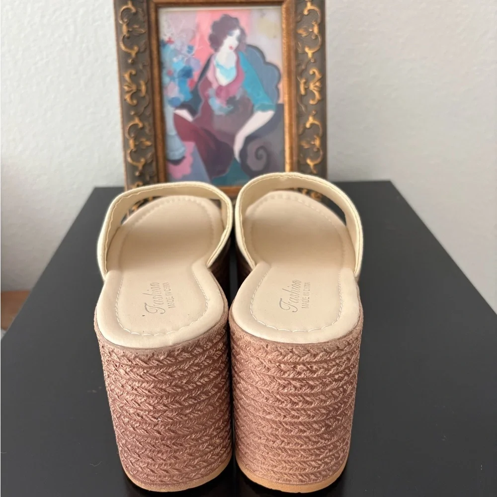 Women's Cream Wedge Sandals