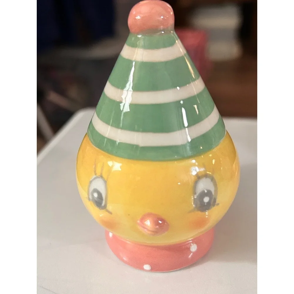 Johanna Parker Easter Bunny and Chick Ceramic Salt and Pepper Shaker Set Pastel
