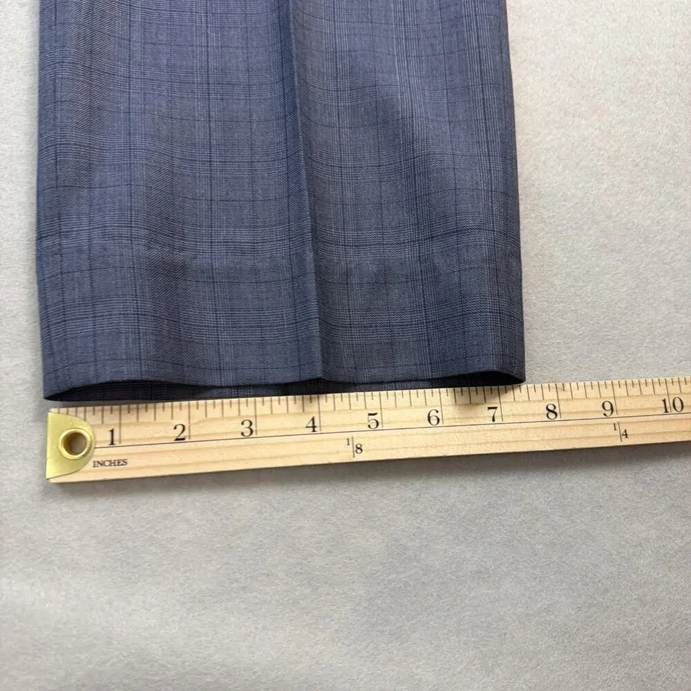 Banana Republic Dress Pants Mens 34X27 Slim Blue Gray Glen Plaid Guabello Wool