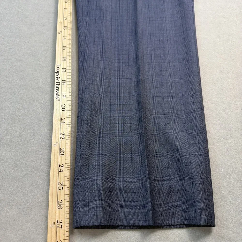 Banana Republic Dress Pants Mens 34X27 Slim Blue Gray Glen Plaid Guabello Wool