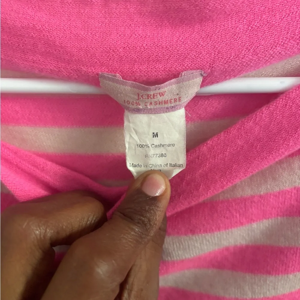 J.crew Women Stripes Pink Cashmere Sweater Medium Peruvian Old money Preppy