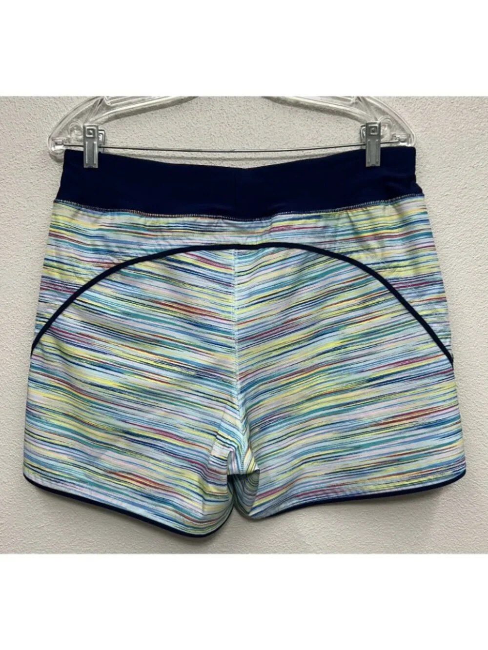 Lands End Sport Quick Dry Swim Shorts w/Pockets Women 10 Blue Stripe 5