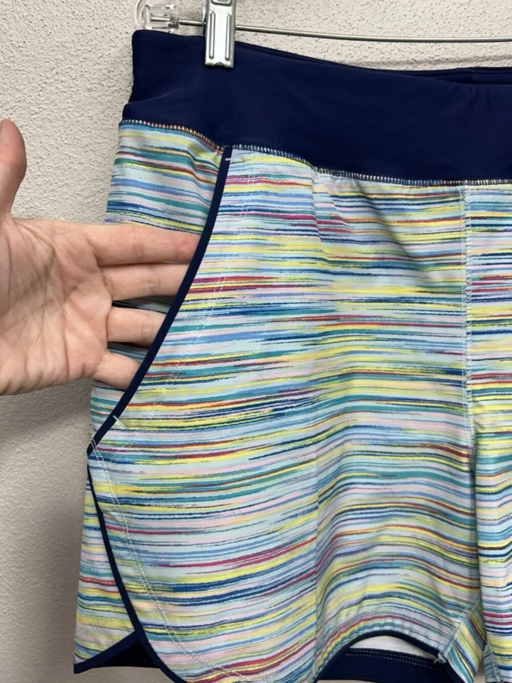 Lands End Sport Quick Dry Swim Shorts w/Pockets Women 10 Blue Stripe 5