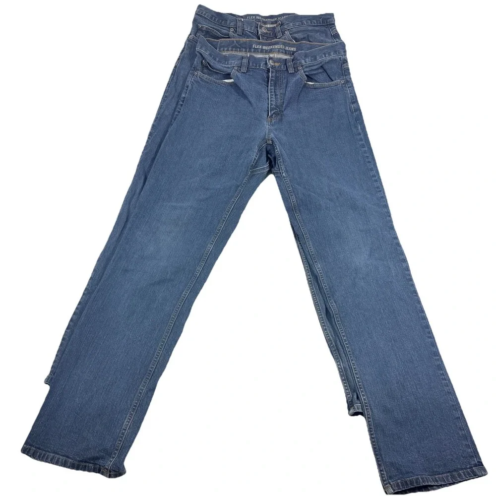 Duluth Flex Weekender Jeans Mens 34x34 Relaxed Fit Dark Wash Denim Set Of 2 Flaw