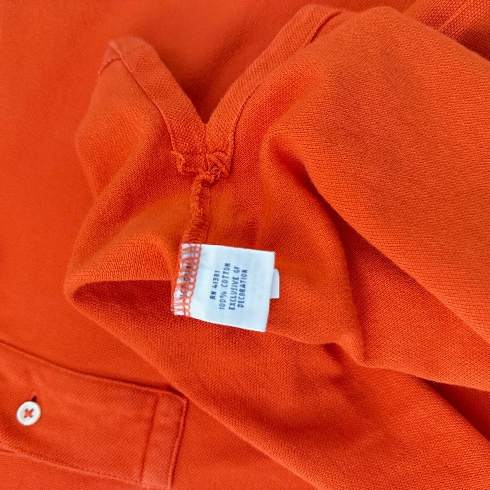 Polo Ralph Lauren Mens Orange Short Sleeve Pique Polo Shirt Logo Large L