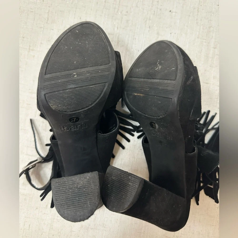 Bar III Black Fringe Block Heels