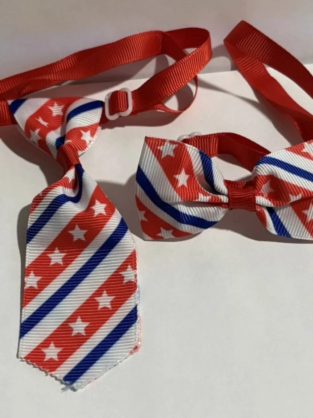 Bow Tie Necktie Set 250th July 4th USA Flag Stars Stripes Dog Cat 7