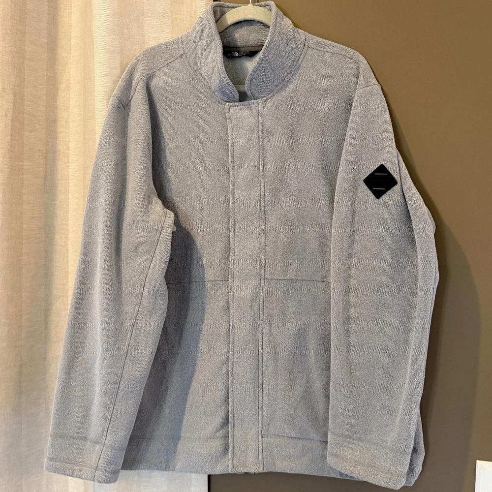The North Face Men's Gray Fleece Zip & Button Snap Up, Size XXL