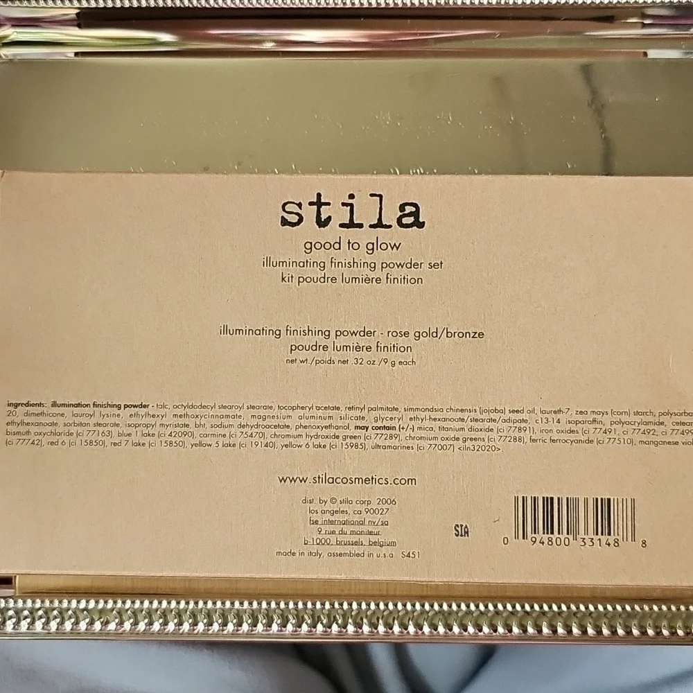 NIB Vintage Stila Good to Glow Finishing Powder Duo - Rose Gold & Bronze