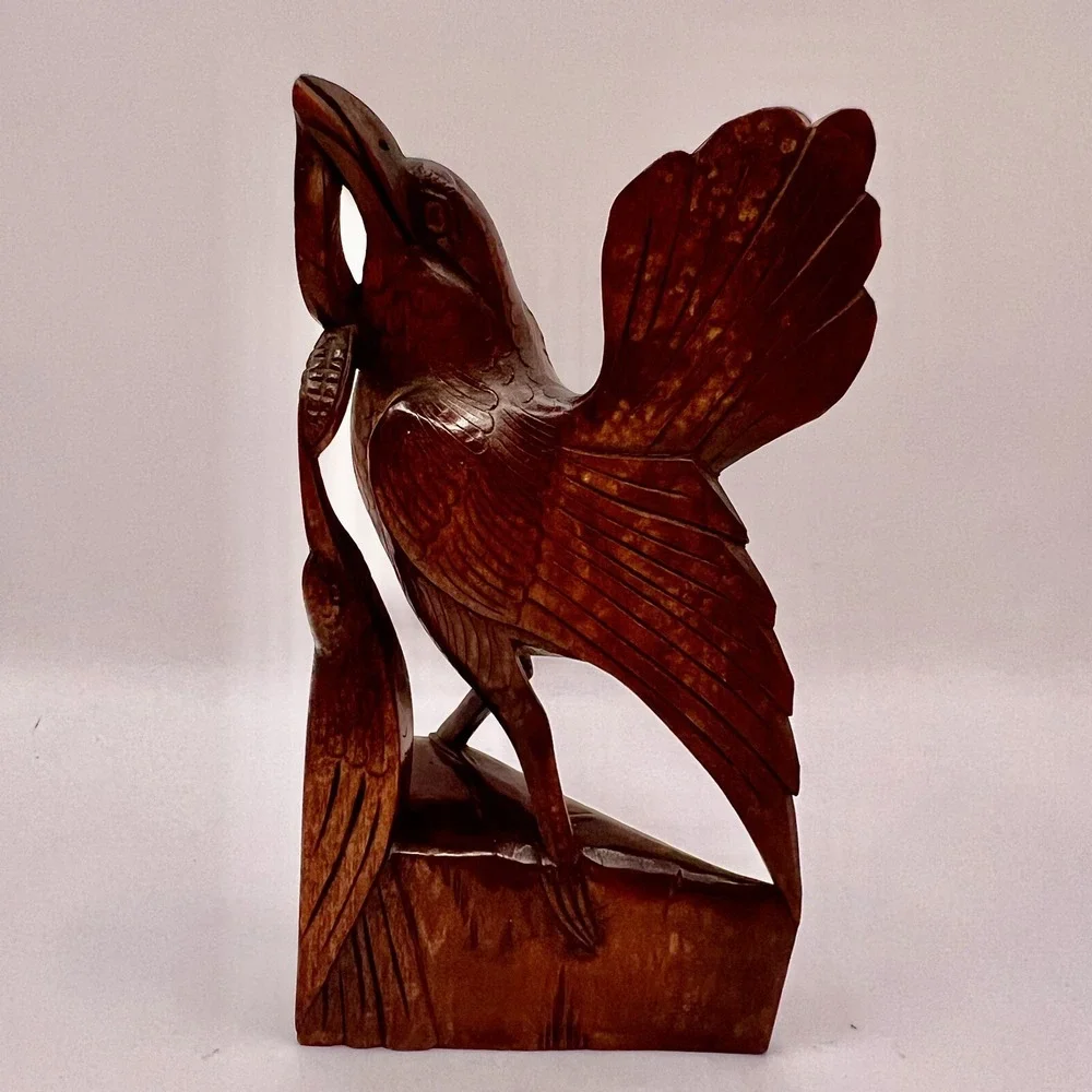 Vintage Hand Carved Wood Bird Bali Figurine 6