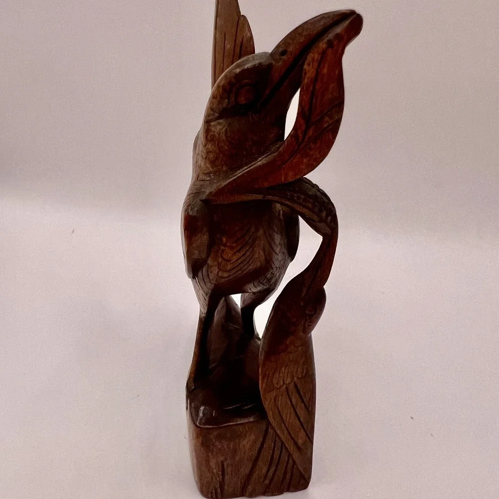 Vintage Hand Carved Wood Bird Bali Figurine 6